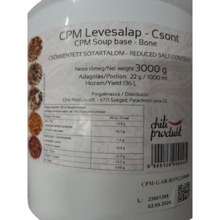 Csont Levesalap sószegény por (Chili Produkt kft) 3000g/vödör