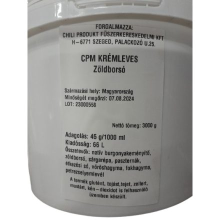 Zöldborsó Krémleves sószegény por (Chili Produkt kft) 3000g/vödör