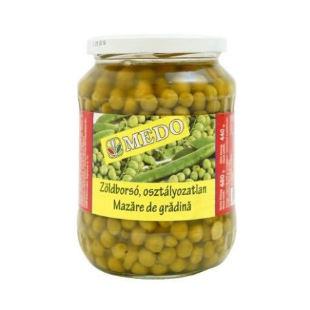 Zöldborsó Üveges 680g/440g (MEDO) 8db/#